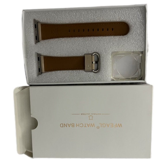 NWT Apple Watch 38mm ivory and brown leather band set. NIB. - Picture 1 of 4